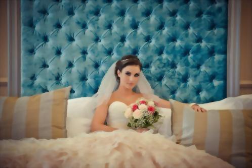 Stunning photo of the Bride before she says "I Do" in one of our Classical themed guestrooms.